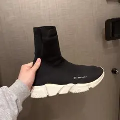 BALENCIAGA ジップアップ ハイカットスニーカー ネイビー 40 - メルカリ