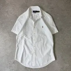 美品■ポロラルフローレン【XS】現行 半袖 ボタンダウンシャツ ホワイト 刺繍のサムネイル