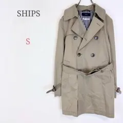 ◆シップス【S】トレンチコート スプリングコート 綿100% 裏地 ポケットのサムネイル