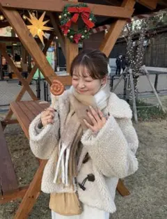 REMOON ラメボアスタンドジャケット　アイボリー