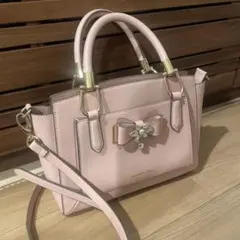 Samantha Vega ビジュー＆リボン付トート 小 (ピンクベージュ)