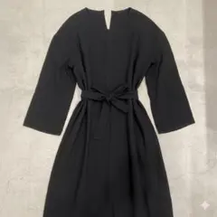 美ライン❤️袖あり 薄手 1110 ワンピース ブラック S〜Lサイズ レディー