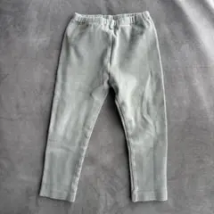 グリーン　リブ編み リブレギンス 100cm