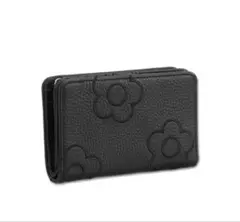MARY QUANT 二つ折り財布 デイジー ブラック 牛革 マリークワント財布