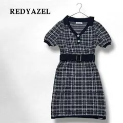 【REDYAZEL】半袖ニットワンピース/ツイード/ベルト付/キレイめ/ラメ/F