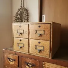 アンティーク家具 小引き出し　９杯　図書館　図書室　カード入れ　ケース itoi 卓上型カード容器 9引き出し 図書カード入れ キャビネット