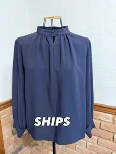 SHIPS シップス 長袖ブラウス ネイビーオフィスカジュアルのサムネイル