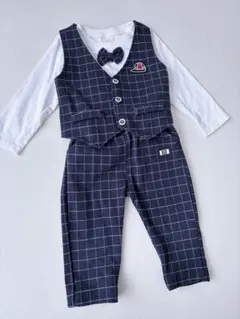 ネイビー チェック柄 セレモニースーツ フォーマル セットアップ