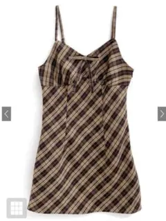 GRL チェック柄リボンキャミミニワンピース[dk1292]