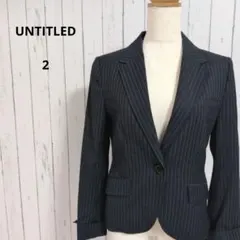 UNTITLED☆テーラードジャケット　2　ストライプ　ネイビー　日本製　通勤のサムネイル