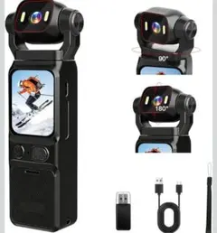 4Kアクションカメラ ウェアラブルカメラ ビデオカメラ 回転レンズ スポーツ