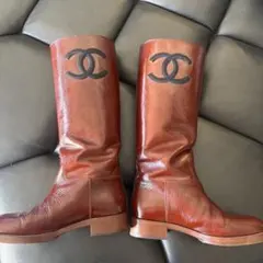 CHANEL ブラウンレザー ロングブーツ　38.5