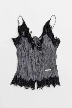 PRANKPROJECT プリーツ加工レースキャミソール グレー/ブラック