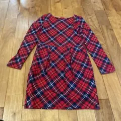 H&M 赤 チェック柄 ワンピース 8-10Y 130