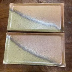 焼物皿　長角皿　紅葉模様　陶器皿 2枚セット 魚皿 さんま 秋刀魚 焼皿 和食器