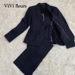 ViVi fleurs レディーススーツ ネイビー ストライプ M 背抜き
