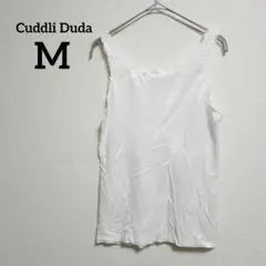 Cuddli Duda 【M】 ホワイト レース付きノースリーブ　インナー　光沢