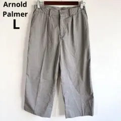 4789アーノルドパーマー【美品】ワイドパンツ 体型カバー 刺繍 センタープレス