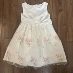 発表会　結婚式　ドレス　刺繍花柄　ノースリーブワンピース 130