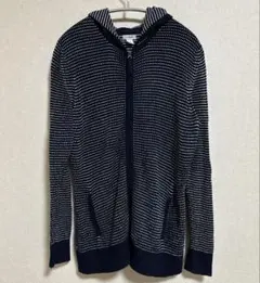 L.L.Bean 総柄ニットパーカー M ネイビー 綿95%のサムネイル