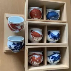 有田焼　館林源右衛門窯　染錦　4点セット　干支申　ぐい呑　酒盃　壷　酒器　花入 有田焼 館林源右衛門窯 染錦 4点セット 干支申 ぐい呑 酒盃 壷 酒器