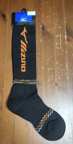 Mizuno ブラックソックス オレンジロゴ