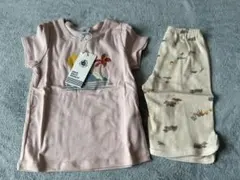 新品　プチバトーパジャマ　2ans/86cmフラミンゴTシャツと動物柄パジャマのサムネイル