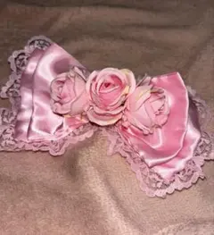 リボンバレッタ ヘアクリップ ピンク レース 姫ギャル 平成 y2k ロリータ