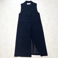 美品✨️アドーア バックサテンクレープロングジレ コート ネイビー 近年のサムネイル