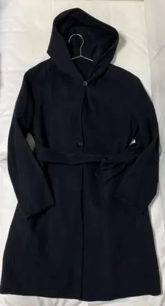 UNIQRO ネイビー フード付き 一枚仕立て　ロングコート