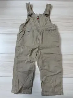中古【レトロ ミキハウス】ベージュ ジッパー付きオーバーオール 90サイズ