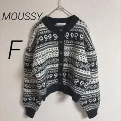 【美品❣️】MOUSSY RIBBON FAIR ISLE ニットカーディガン F