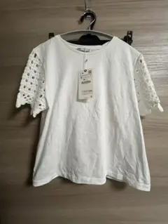 ホワイト Tシャツ Sサイズ レース袖