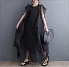 大きいサイズ ワンピース　シアー　春夏 秋 ブラック新品 半袖　シースルー