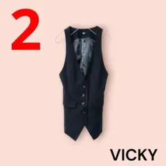 VICKY　ビッキー　ベスト　シンプル　無地　ブラック　2　M　日本製のサムネイル