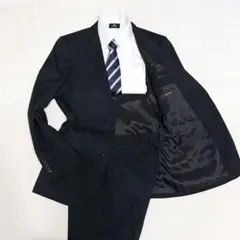 【美品】COMME CA MEN ストライプスーツ セットアップ ブラック ML