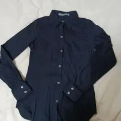 美品　Theory Luxe ネイビー シルク混長袖シャツ