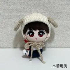 くっつきてれつ ぬい用 服 いぬ耳ボンネット 白 茶