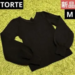 【TORTE】新品✨Mサイズ　Vネック長袖 ニット ブラック　伸縮性◎のサムネイル
