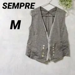 SEMPRE【M】グレー ボタン付きベスト