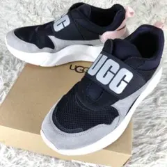 箱付き 美品 UGG ニュートラ 厚底 ビッグロゴ スニーカー 24.5cm 黒
