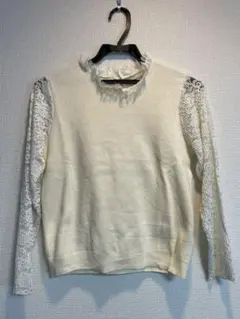 【mystic】ミスティック　レーススリーブ　プルオーバー 薄手 ニット 春 夏