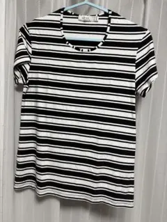 白黒ストライプ 半袖Tシャツ