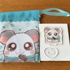 とっとこハム太郎　セリア　プチ巾着　ラバーキーホルダー　パンダくん