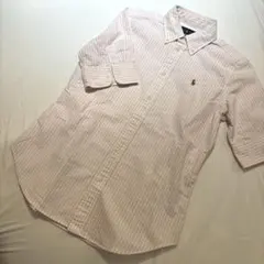 最終価格ラルフローレン 半袖 オックスフォードシャツ ピンクストライプ春夏