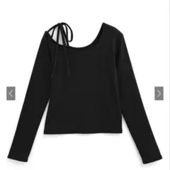 GRL リボンワンショルテレコリブトップス ブラック