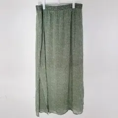 美品✨幾何学模様 グリーン ロングスカート レディース ゴムウエスト 快適