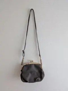 グレー がま口 ショルダーバッグ