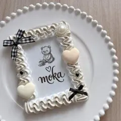 ホイップデコ トレカケース アイボリー りぼん ハート カフェ