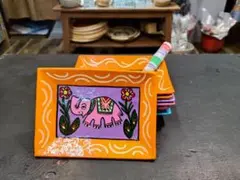 ネパールより直接買い付け！ポップな絵柄が可愛い♡小物入れ（トレー）⑦